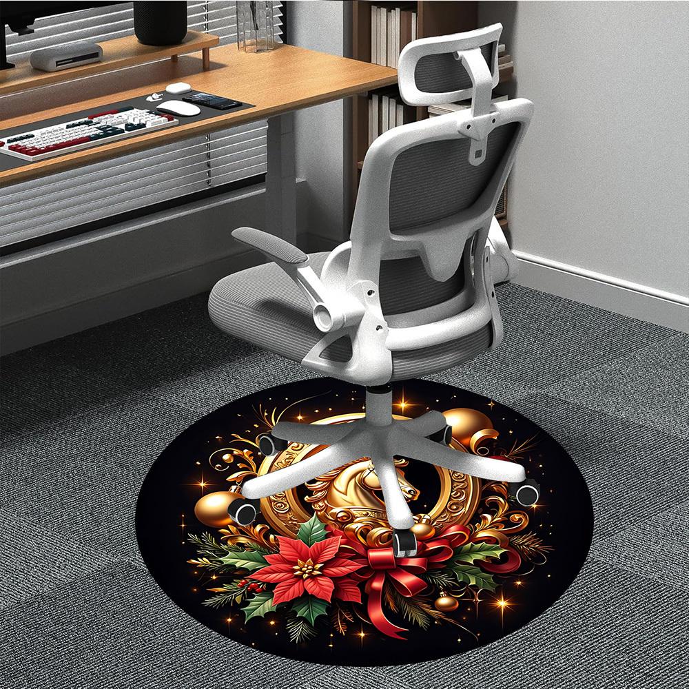 1pc Golden Horse Ornament Chair Carpet for Office, Non-slip, Soft and Durable Leisure Rug, Perfect for Office, Living Room yy251103130 80cm by 80cm