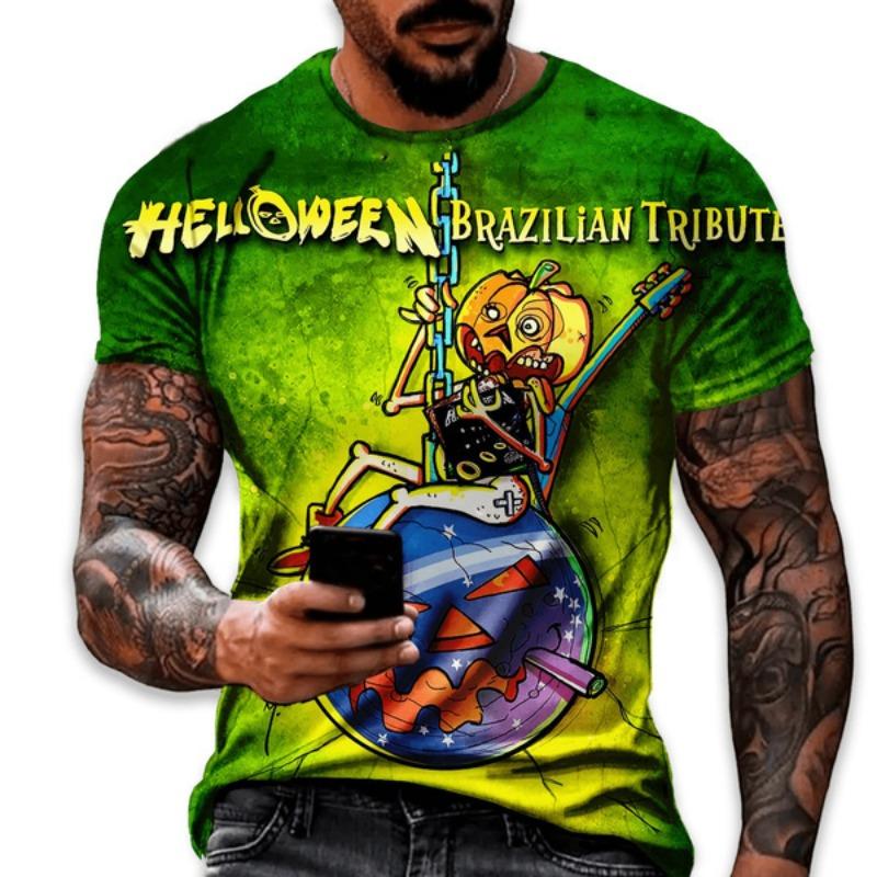 Rock Band Helloween 3D Print T-Shirts Men Women Casual Hip Hop Short Sleeve T Shirt Tops Y2K Harajuku