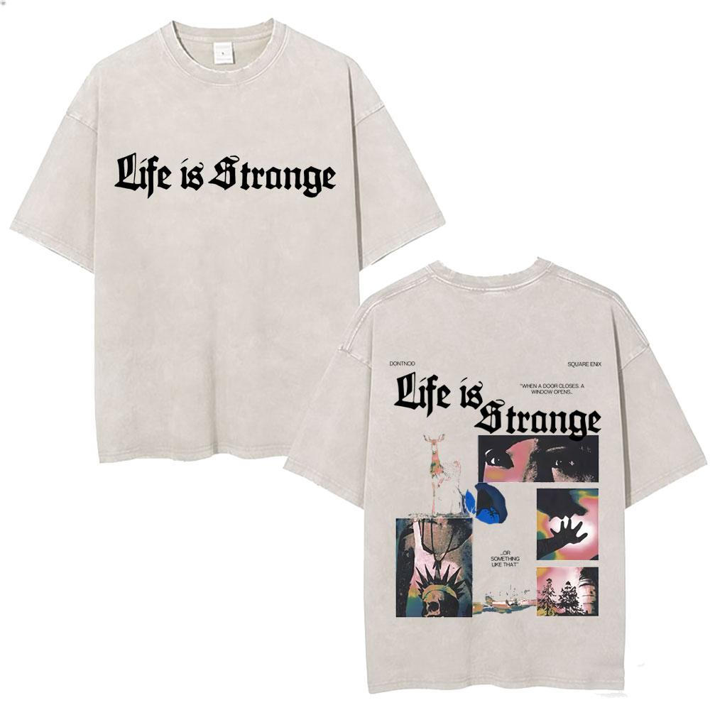

Game Life Is Strange Vintage Washed Tshirt Men Women Casual Retro Merch Tshirts Male Gothic Rock Oversized T Shirts Streetwear S