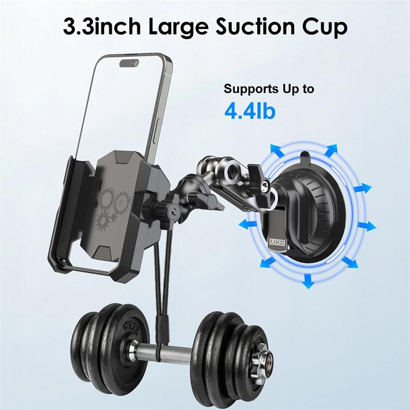 Cell Phone Mount 360° Rotation Car Phone Mount Strong Suction Cell Phone Holder Adjustable For Dashboard Windshield Vent