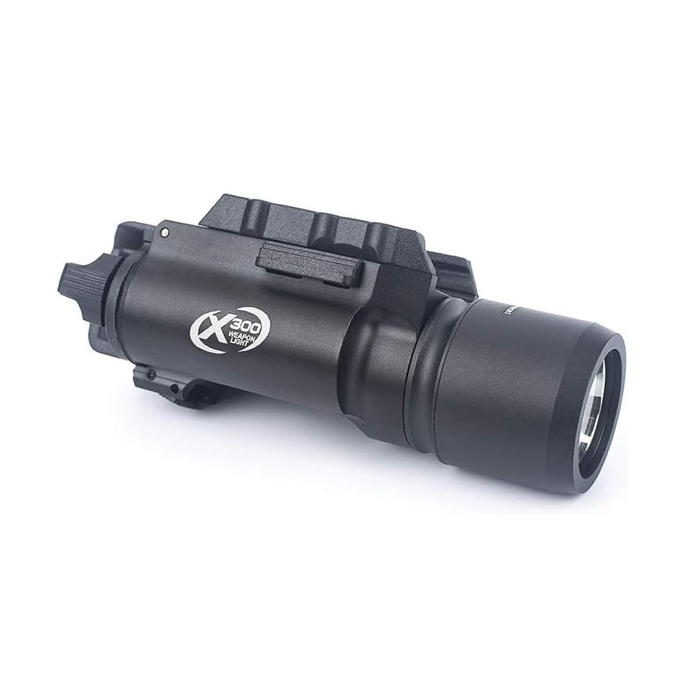 WADSN X300 Type Compact Tactical Flashlight, Approx. 400 Lumens, 20mm Scout Light for Airsoft (Black)