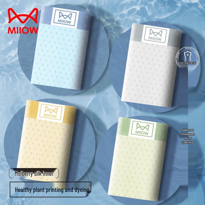 

Mao Ren 4-Pack Teen Boys Ice Silk Antibacterial Underwear 2XL (135-160 lbs)