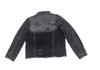 Smoke Gray Long Sleeve Women's Denim Jacket with Ripped Gray-White Frayed Hem