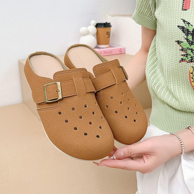 2025 Summer New One Foot Sandals for Women Wearing Ins Trendy Thick Bottom Cool Trailer Casual Half Top Shoes for Women K3902