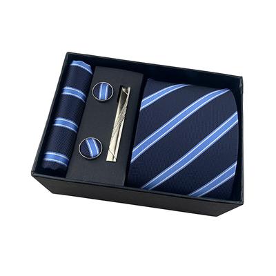 2022 Herren Business Krawatte Einstecktuch Geschenkbox Gestreift Uni Anzug Hemd Krawatte Schwarz Geschenkbox Set