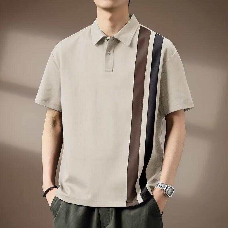 Men s Textured Color Block Short-Sleeve Polo Shirt 4XL