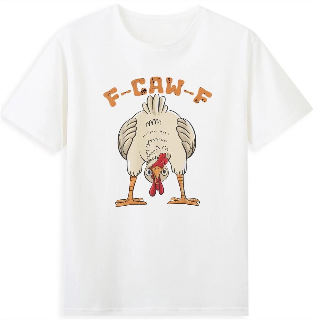 F-Caw-F Chicken Funny Rooster Meme Quote Vintage Men's T-Shirt Comfortable and Soft Breathable Fashionable Tee Men's Clothing