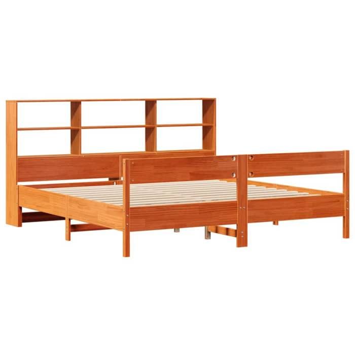 VidaXL Lit bibliothèque sans matelas cire marron 180x200 cm pin massif 3322980