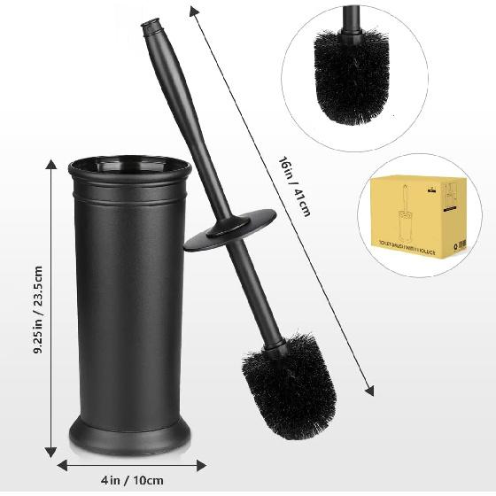 Toilet Brush and Holder 2 Pack, Toilet Bowl Brush with Extra Long Handle, Toilet Scrubber and Covered Holder, Toilet Brushes for Bathroom-Space