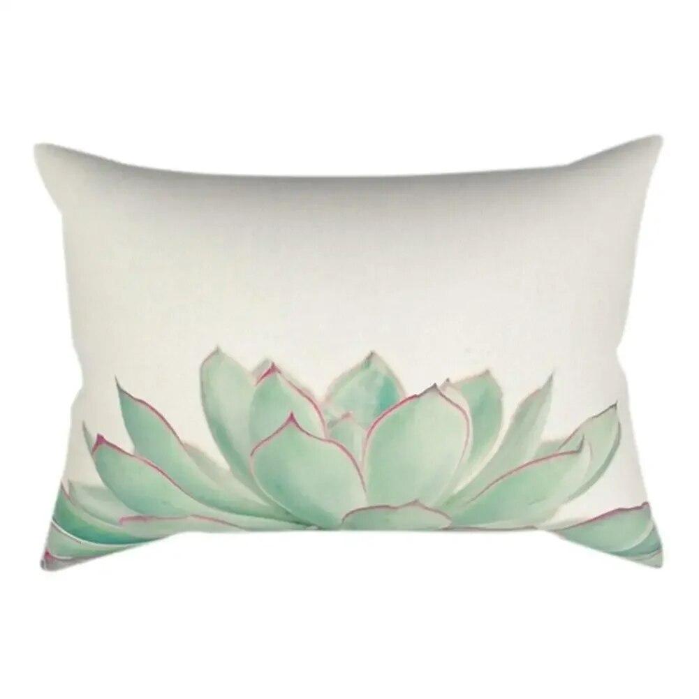 Rectangle Cushion Cover Plant Art Polyester Home Decor Elegant Pillow  For Living Room Sofa 30x50cm