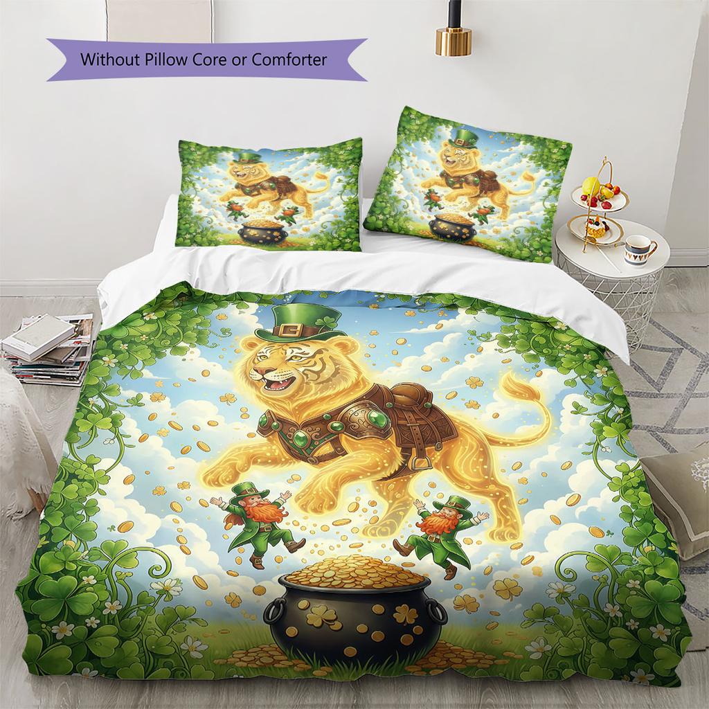Greenorg Anisms Pattern Bedding Quilt Set Quilt Cover Pillowcase Home Decoration Birthday Gift (1 * Duvet Cover + 2 * Pillowcase, Without Core)