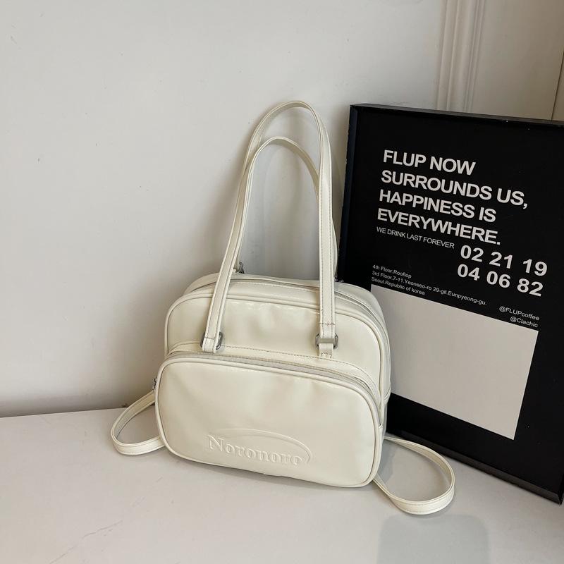 Korean Simple Casual Large-capacity Double Shoulder Tote Bag 2025 Spring New College Students Commuting Shoulder Bag