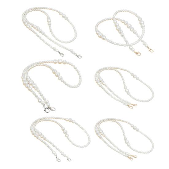 Purse Chain Strap Faux Pearl Bag Chain Strap Replacement with Metal Buckles Shoulder Cross Body Bag Chain for Ladies Tote Handbag