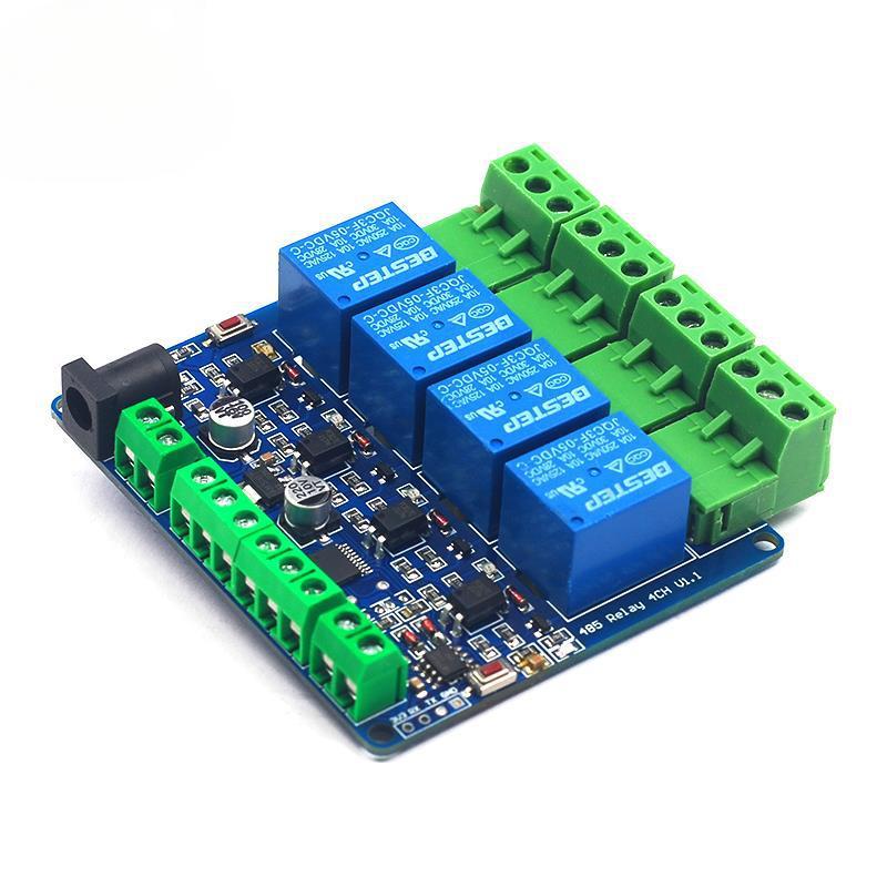 Modbus RTU 4-Channel Relay Output 12V 4 Switch Input 485 & TTL Pin Header Communication