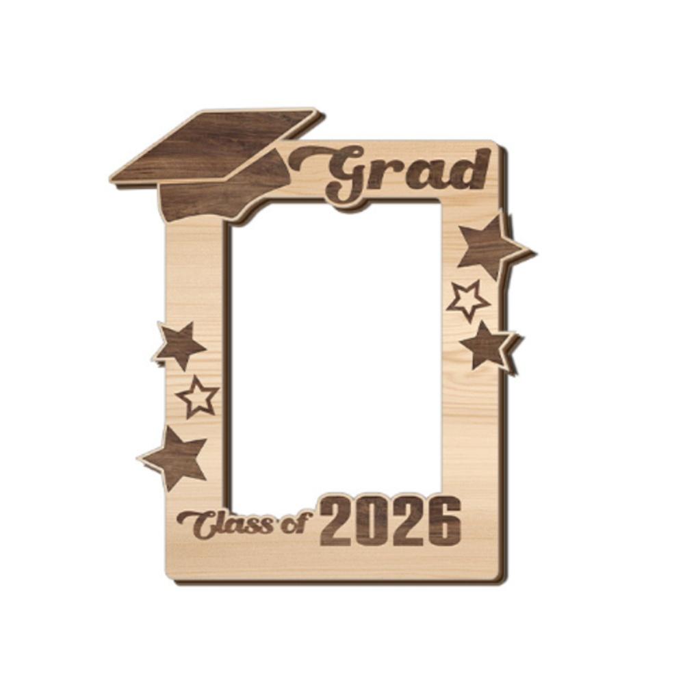 

Wooden Picture Frame with Graduation Theme Class of 2026 and Rear Stand for Convenient For Desktop or Shelf Setup