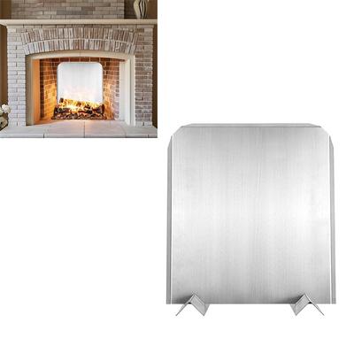 Fireplace Back Panel Stainless Steel 1618 Inch Reflective Plate Adjustable Bracket Wall Guard Hearth Protector
