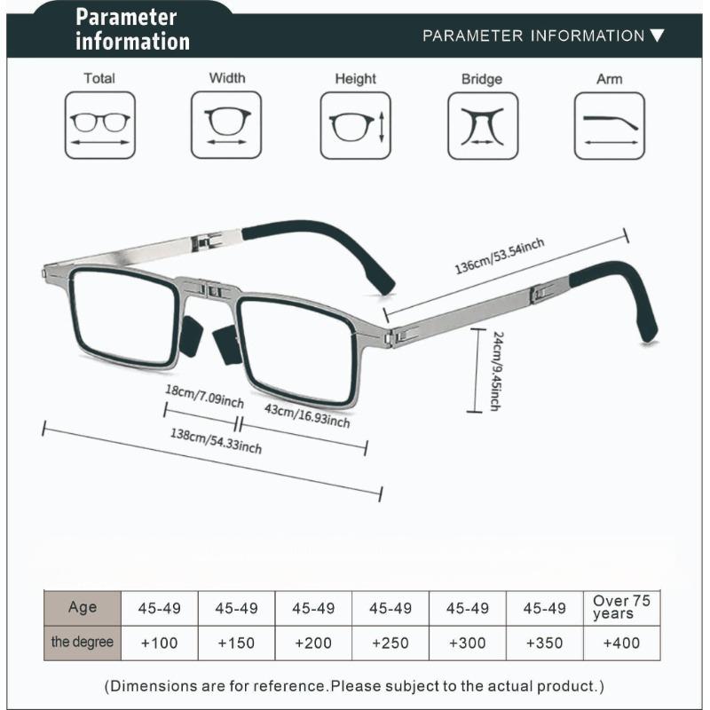 2 Piece Set of Round and Rectangular Portable Folding Comfortable High-definition Anti Blue Light Glasses with Case