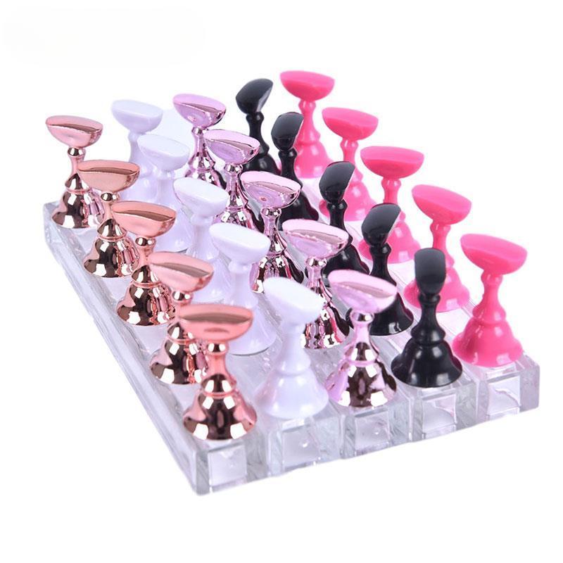CNKESS 1Set False Nail Trainning Holder Base Display Stand Alloy Tips Practice Crystal Nail Art Polish Display Manicure Tools