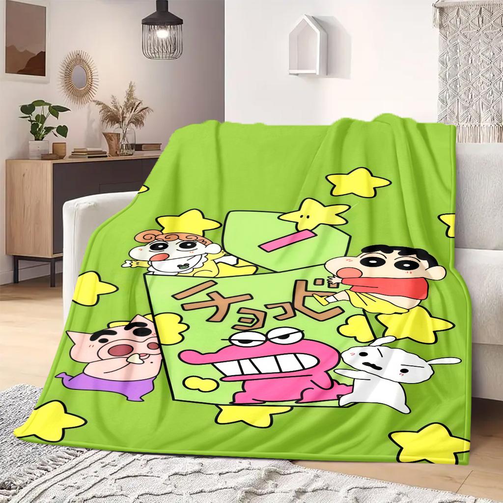 Shinchan Anime Print Blanket Warm Comfortable Flannel Blanket Suitable for Bedrooms, Sofas, Beds, Chairs, Picnics, Travel
