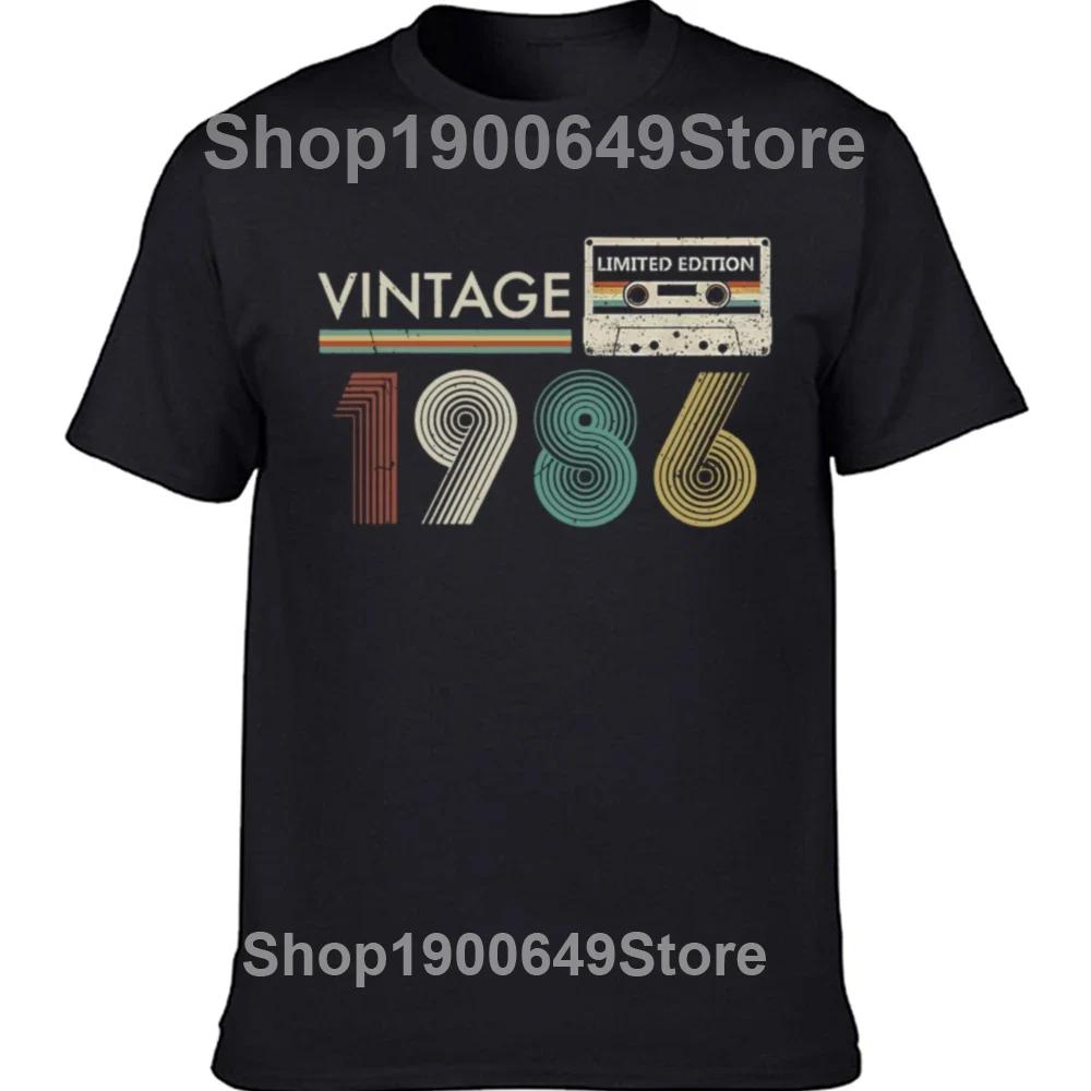 Funny Vintage 1986 All Original Parts Birthday Gifts T Shirts Tee Tops Round Neck ShortSleeve Tshirt Casual Basic Tshirts