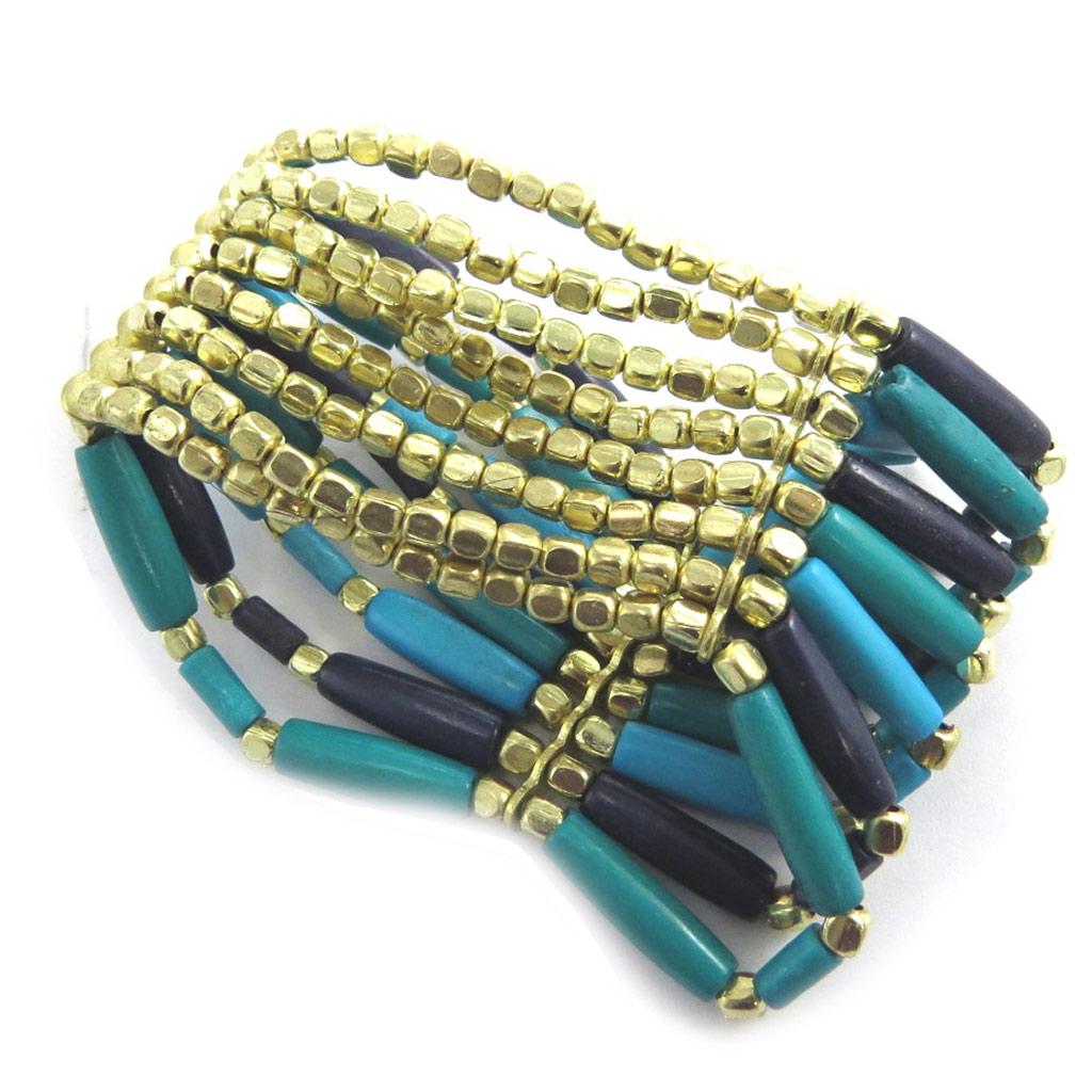 Les Trésors De Lily [N1779] - Bracelet fantaisie 'Kilimanjaro' turquoise doré