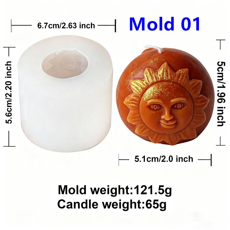 

3D Sun Moon Pattern Cylinder Mold Zodiac Pillar Silicone Candle Mold DIY Epoxy Resin Aroma Plaster Candle Making Tool Home Decor