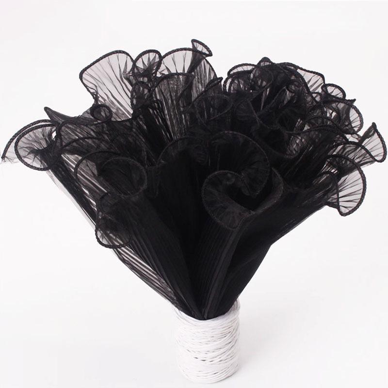Korean Pearl Ruffle Gauze Floral Bouquet Wrapping Material - Pleated Mesh Wave Gauze
