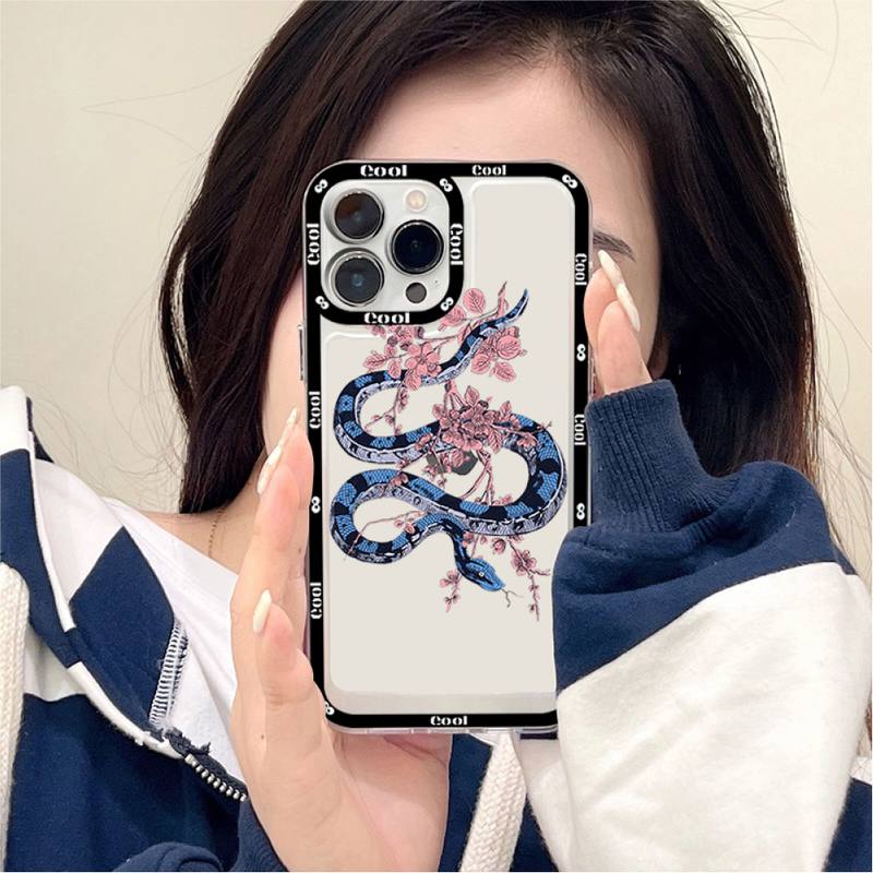 Hand Schlange Blume Schlange Malerei Handyhülle für iPhone 11 12 13 Mini Pro Max 14 Pro Max Hülle