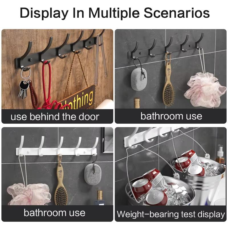 1pcs 4/6/8hooks No Drill Door Behind Hook Storage Wall Hanging Clothes Hanger For Bathroom Kitchen Hanging Towels Accessories