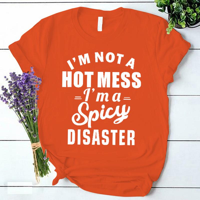 Im A Spicy Disaster Print T Shirt Korean Vintage Streetwear Y2k Clothes Summer Fashion Harajuku Women Clothing Trendy Tee Shirt