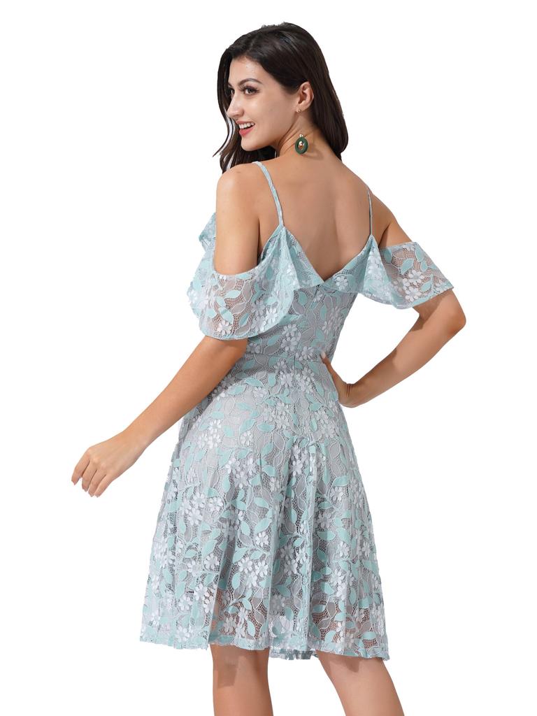 Buy Floral Lace Dress Cold Shoulder 