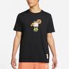 Men's Nike Logo Plant Pattern Printing Round Neck Casual Short Sleeve Black T-Shirt DQ1034-010