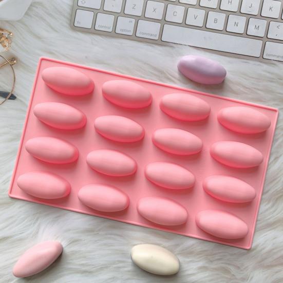 Silicone Baking Mold 16 Cavity Oval Chocolate Mold Non-Stick Freezer Oven Safe Dessert Mold Baking Supplies for Cake Jello Ice Cream