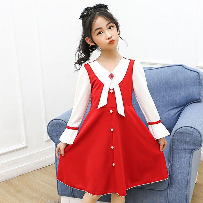 Girls' Fashionable Spring-Autumn Two-Piece Princess Dress