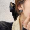 111 Silver Needle Simple French Retro Stud Earrings, Sweet Temperament Fairy Style Bow Earrings Internet Celebrity Earrings