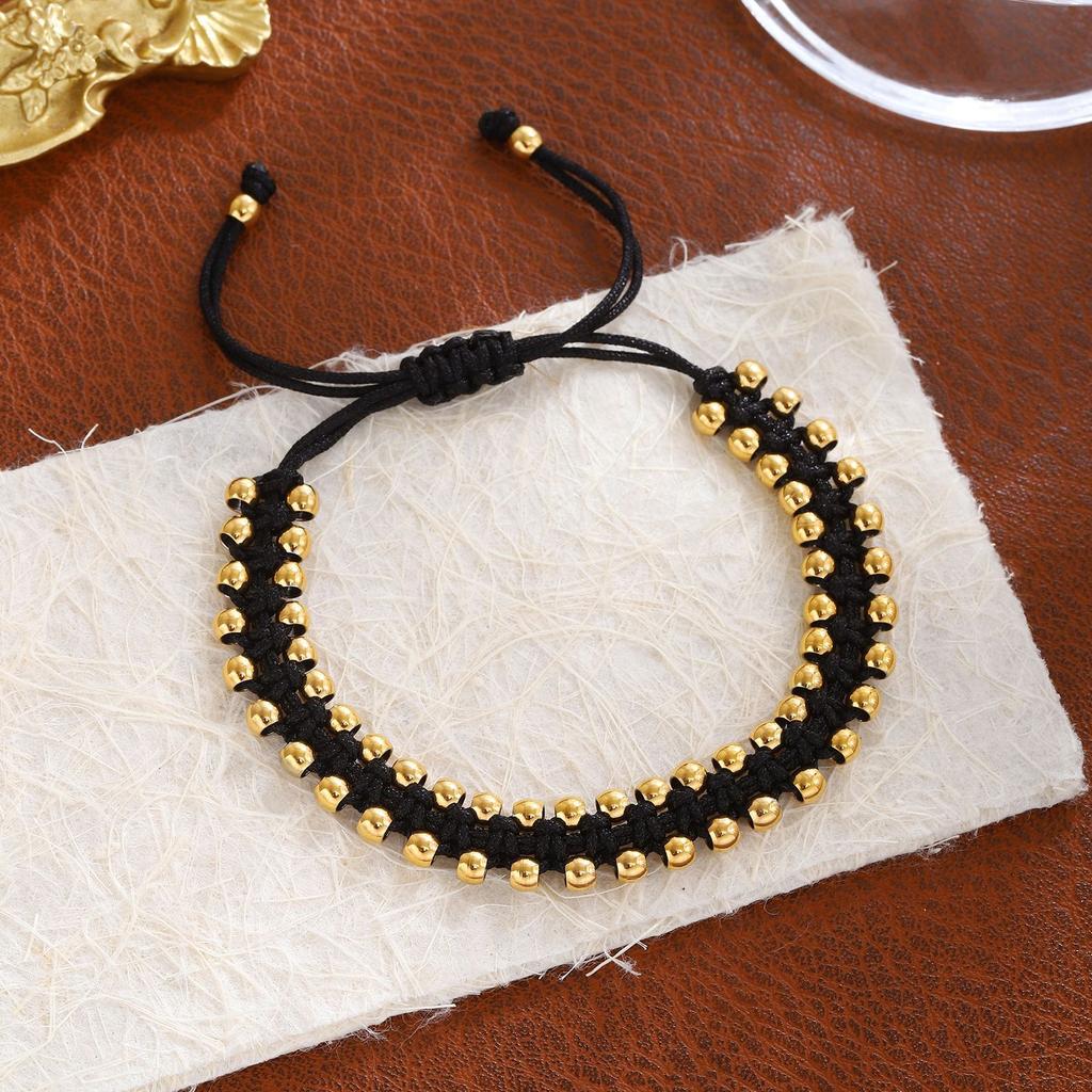 Handmade Braided Bracelet Jewelry for Women 4mm High Quality Gold Plated Beads Bracelets Bijoux Fashion Pulseras Femme