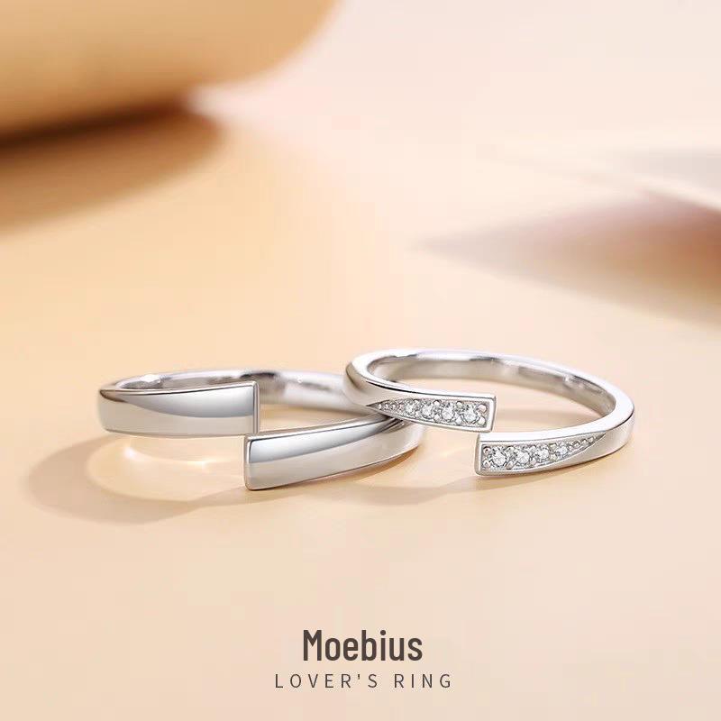 S925 Sterling Silver Mobius Couple Rings - Simple Korean Japanese Style, Versatile Plain Band Jewelry Gift