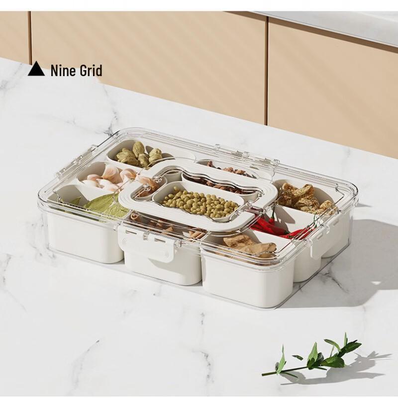 Transparent 9-Compartment Portable Kitchen Seasoning Box