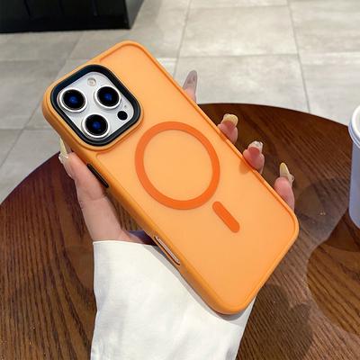 Black Frame Matte Skin Magnetic Phone Case Borderless Magsafe Magnetic Suction for Iphone15promax