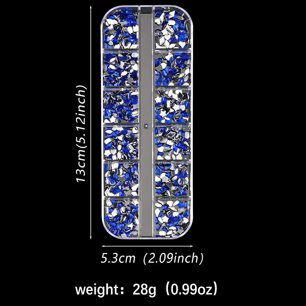 2000Pcs+ Colorful Rhinestones Nail Art Charms Multi Shape Crystal Flat Back Nail Gems 3D Mini Heart Star Butterfly Nail Diamonds