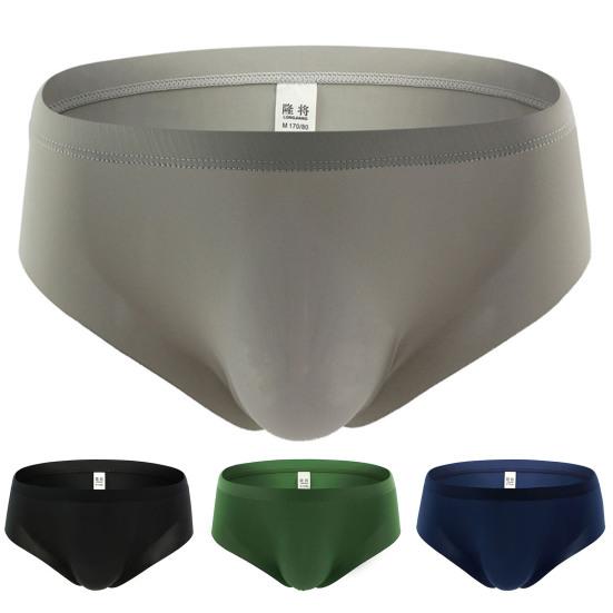Longjiang Men Underwear Seamless Translucent Sexy Solid Color U Convex Underpants for Bathroom