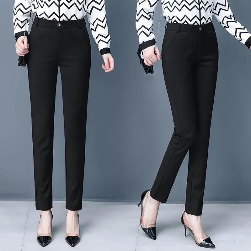 Women Ankle-length Trousers Casual Spring Office Formal Pantalon Slim Skinny High Waist Elastic Pencil Pants Plus Size