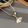 Dopamine Color Apple Puppy Pendant Braided Rope Necklace Sweet Cute Niche Fashion Long Sweater Chain