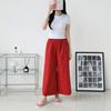 New Arrivals Open Run Women 100  Cotton Embroidery Design Wide Leg Pants