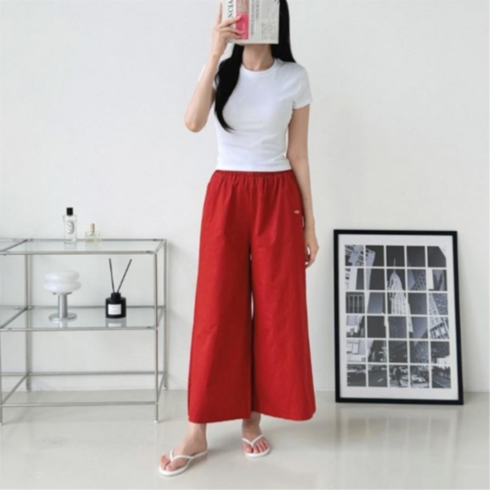 New Arrivals Open Run Women 100 Cotton Embroidery Design Wide Leg Pants