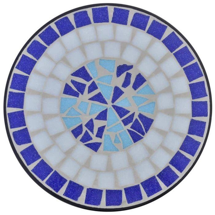 VidaXL Table d'appoint Mosaïque Bleu et blanc 41128