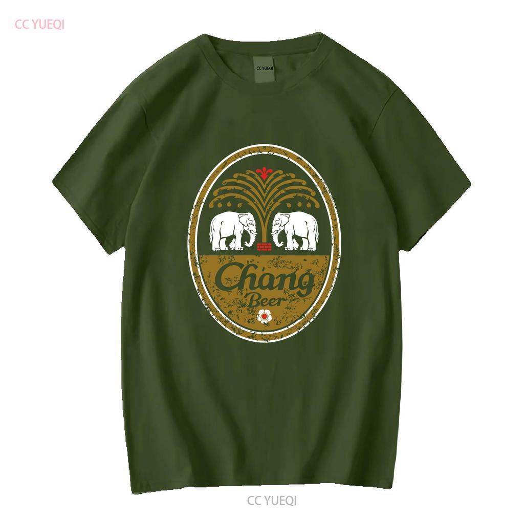 Chang Beer Vintage Logo T Shirt Grey Long or Short Sleeves Vintage Washed Versatile Streetwear Homme Stylish Unisex Casual Soft