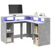 VidaXL Desk and LED Lights Concrete Grey 130x130x91cm Engineered Wood, Computer Desk, Writing Desk, Furniture of 3309450