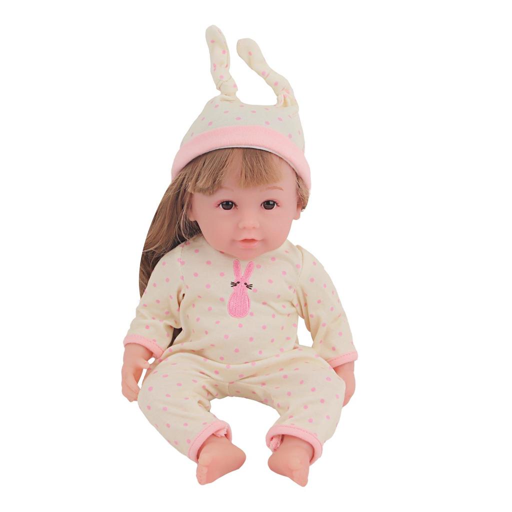 12" Cute Polka Dot Jumpsuit Doll with Rabbit Onesie