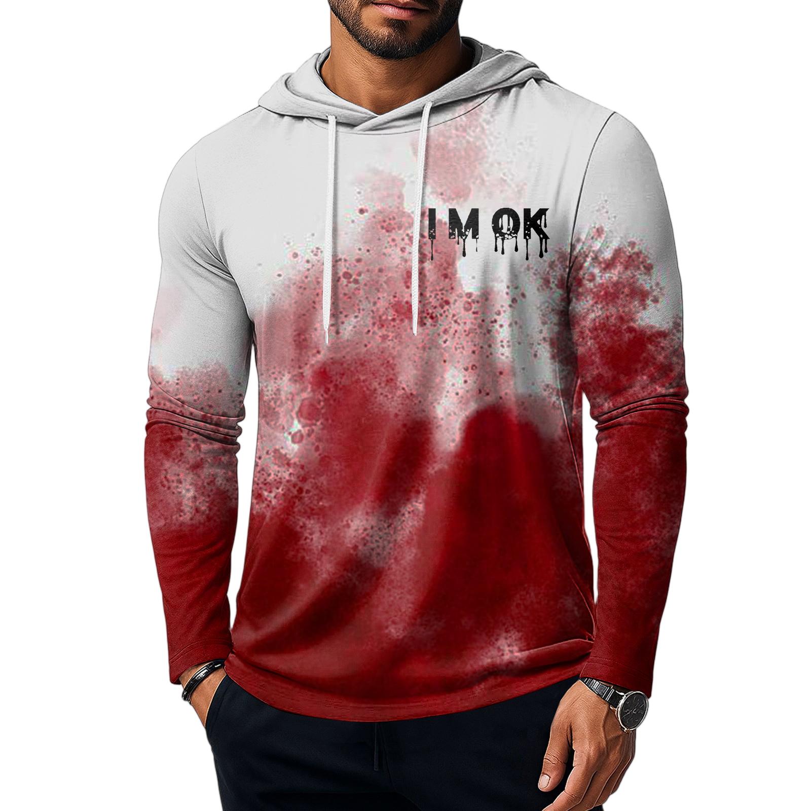 

Мужская толстовка, свободная однотонная уличная теплая дышащая футболка, топ M киноварь